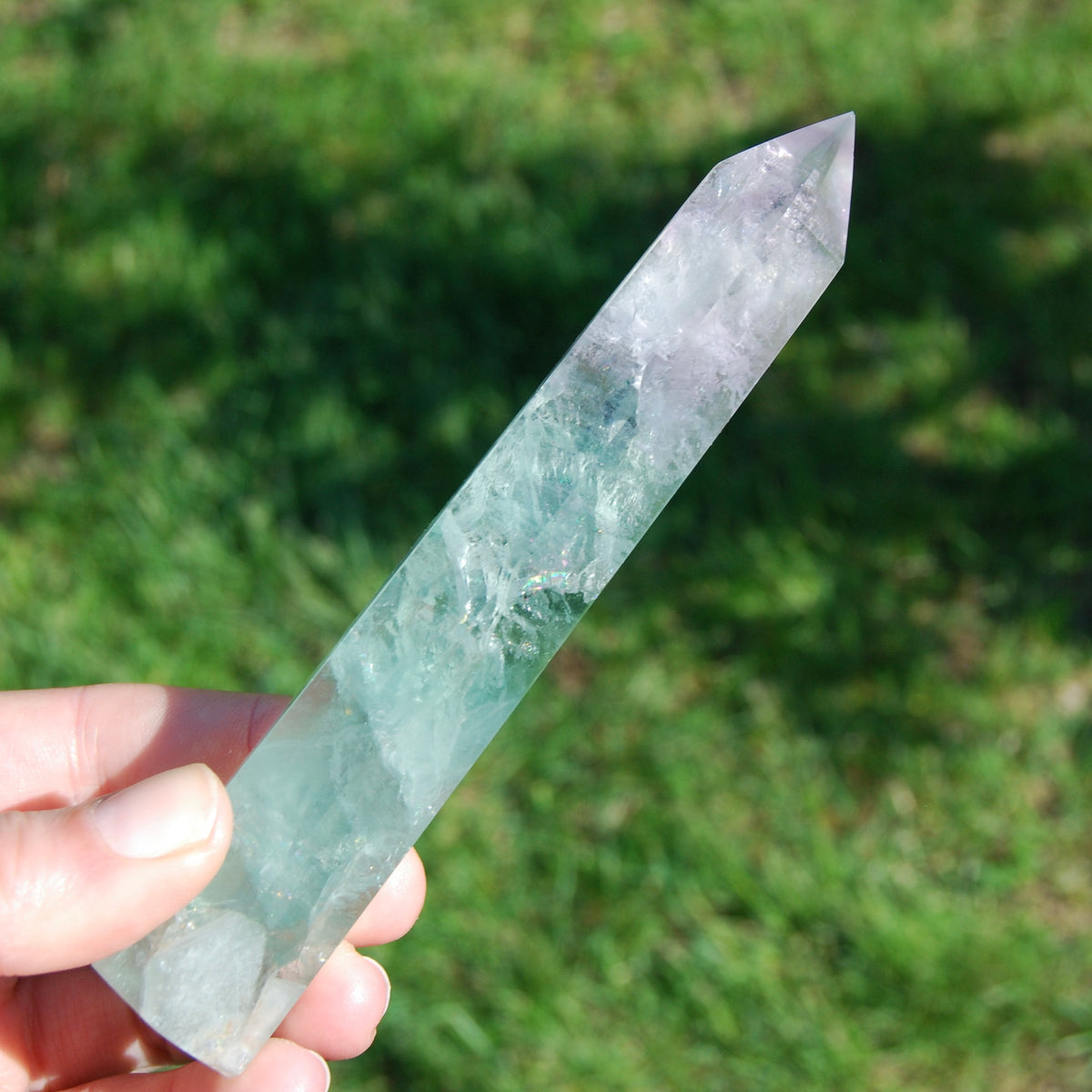Large Watermelon Fluorite Crystal Tower