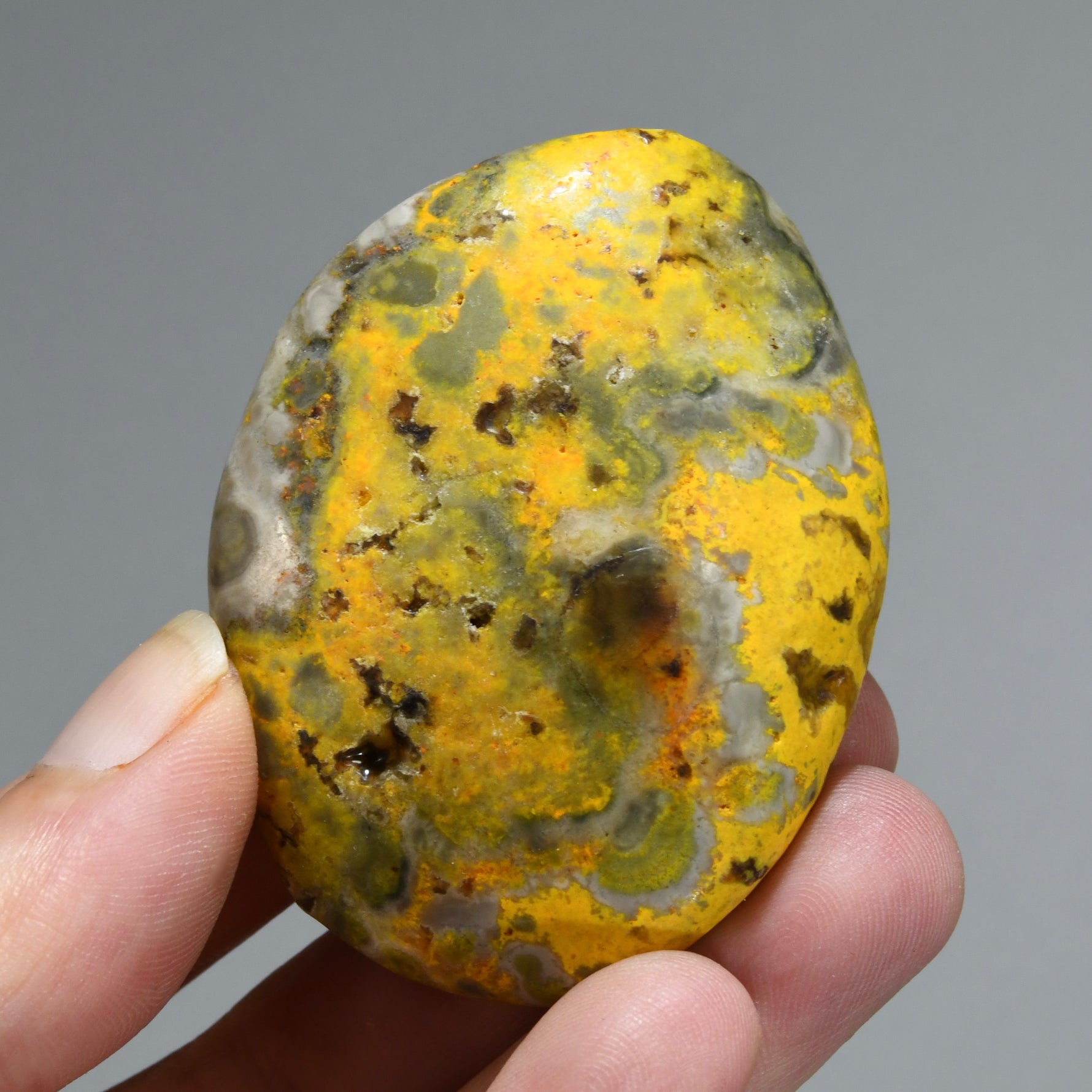 Bumblebee Jasper Crystal Palm Stone, Indonesia