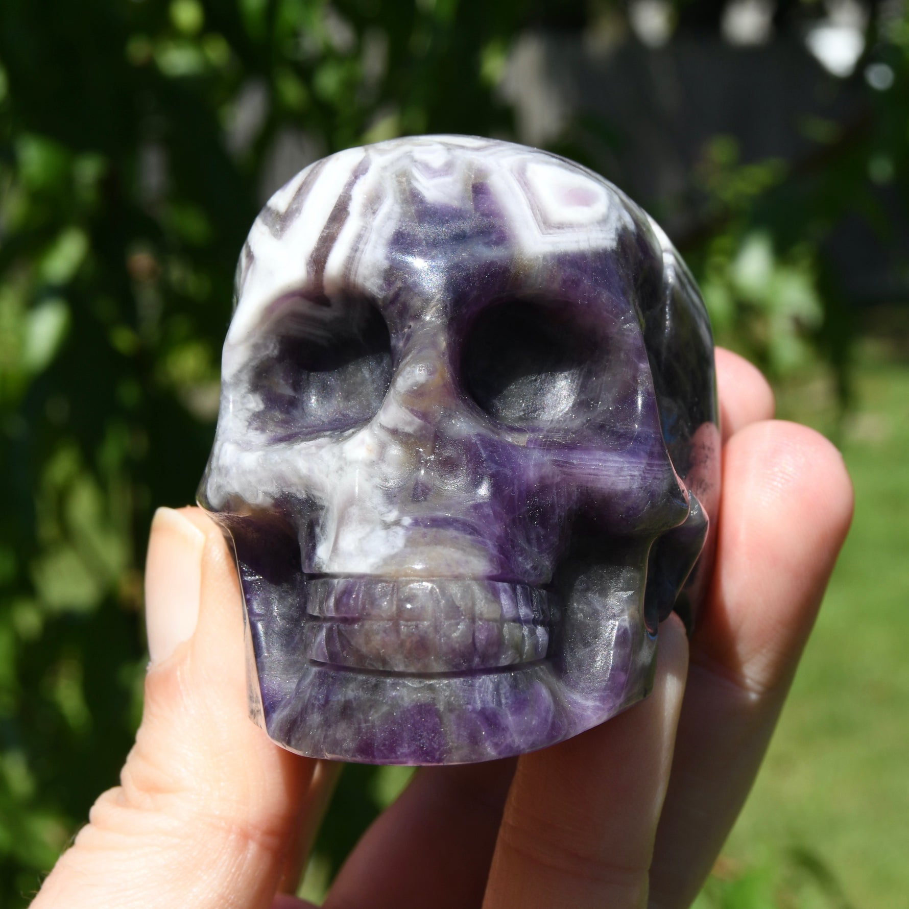 Chevron Dream Amethyst Crystal Skull