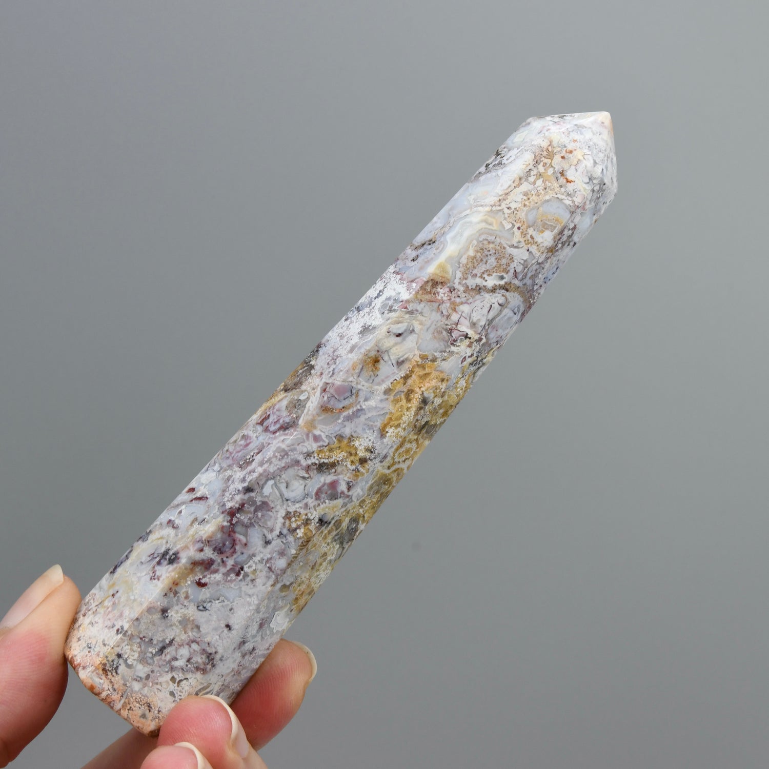 Pink Crazy Lace Agate Crystal Tower