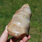 Peach Moonstone Crystal Freeform Flame Tower, India