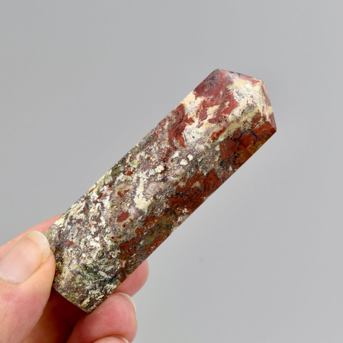 Red Garden Agate Crystal Tower, Intricate Red Moss Agate
