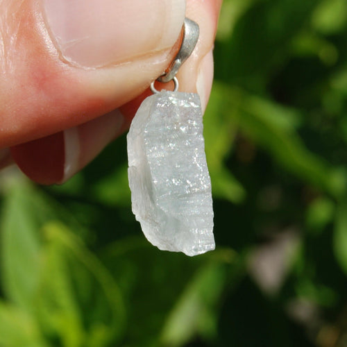 Raw Gem Aquamarine Crystal Pendant for Necklace