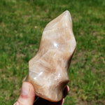 Peach Moonstone Crystal Freeform Flame Tower, India