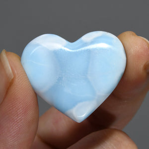 42ct 30mm Natural Larimar Crystal Puffy Heart, Blue Larimar Gemstone, Dominican Republic e4