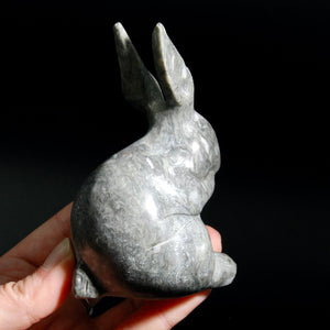 Grey Jade Rabbit Crystal Carving