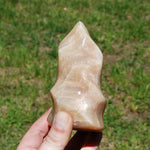 Peach Moonstone Crystal Freeform Flame Tower, India