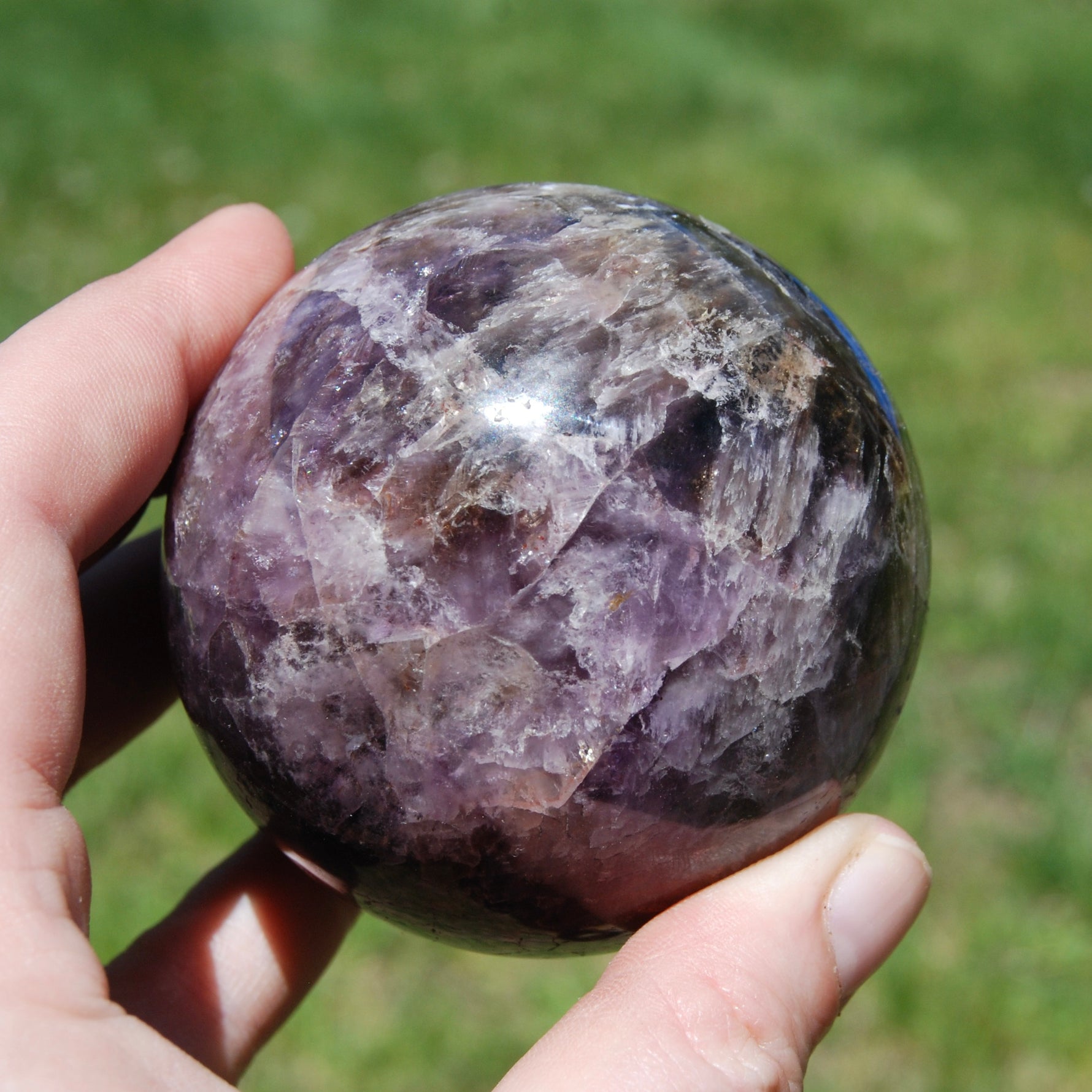 XL Super Seven Cacoxenite Crystal Sphere, Super 7 Amethyst Cacoxenite Trapiche Eye, Brazil