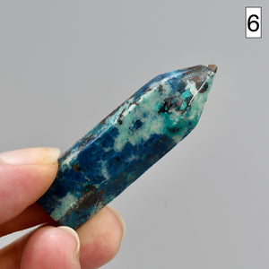 Phoenix Stone Ajoite Malachite Azurite Chrysocolla Quartz Crystal Tower, Messina Mine