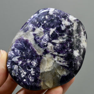 Gem Lepidolite Crystal Palm Stone, Silver Leaf Lepidolite Crystals