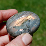 Sunset Pink Peach Labradorite Crystal Palm Stone