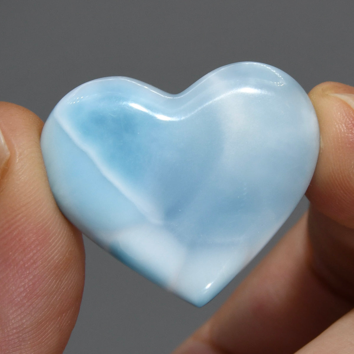 Natural Larimar Crystal Puffy Heart