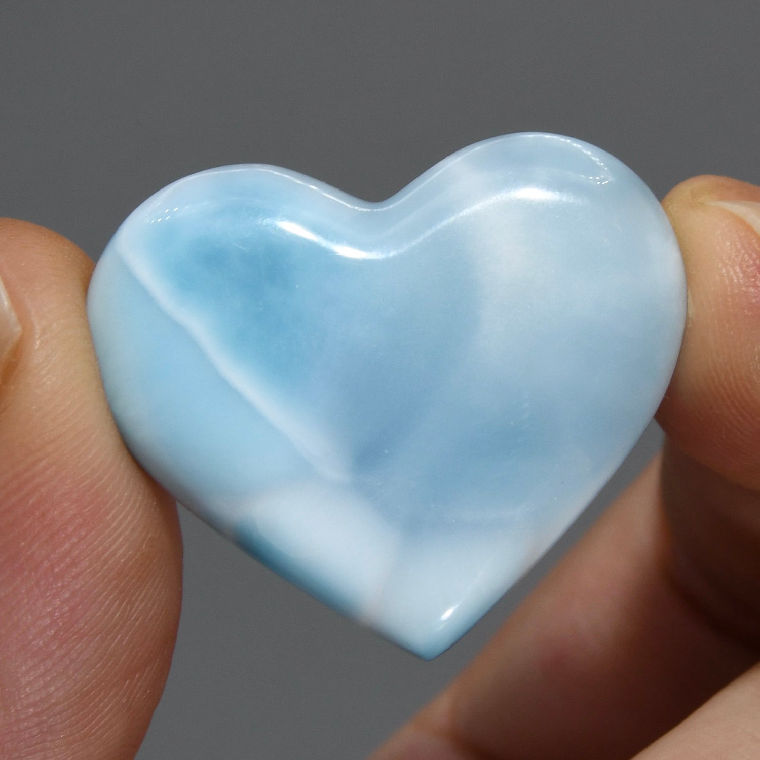 Natural Larimar Crystal Puffy Heart
