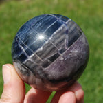 Blue Purple Silky Fluorite Crystal Sphere
