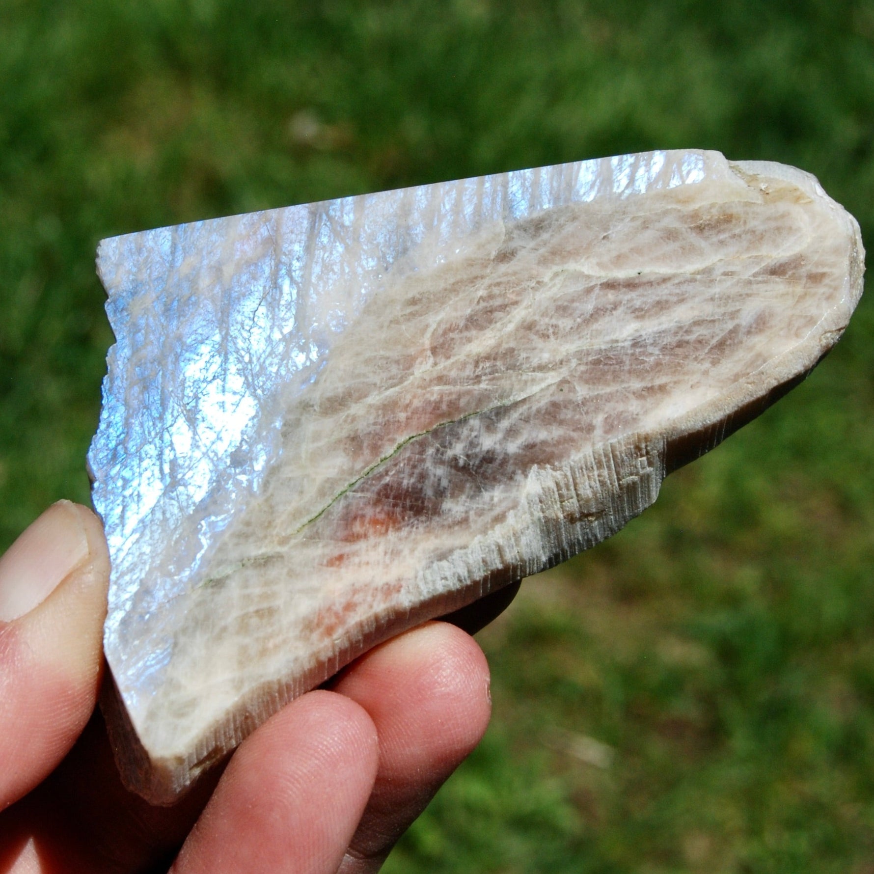 Flashy Rainbow Moonstone Sunstone Crystal Slab, Thick Rainbow Moonstone Slice, India