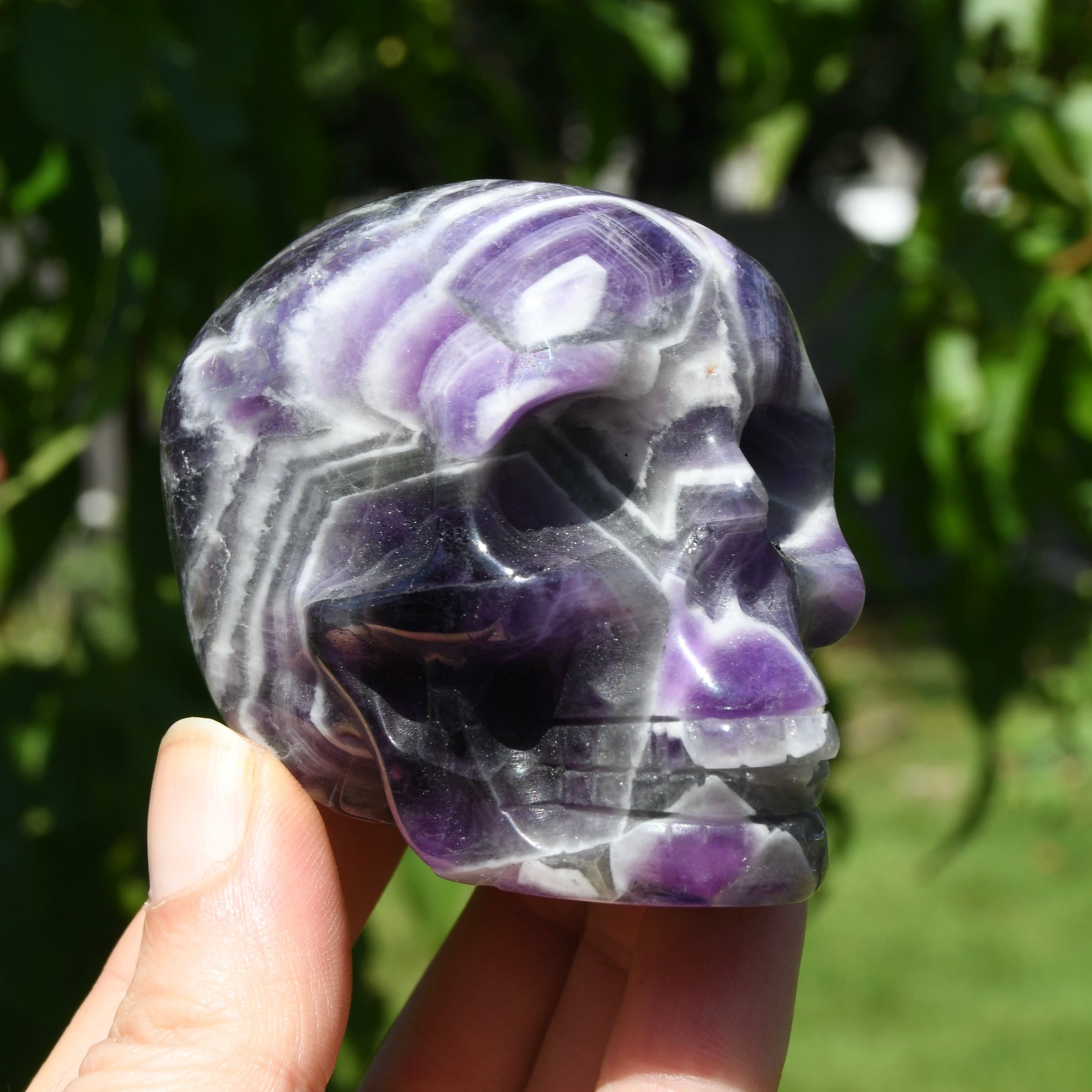 Chevron Dream Amethyst Crystal Skull