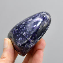 Load image into Gallery viewer, Gem Lepidolite Crystal Palm Stone, Silver Leaf Lepidolite Crystals
