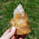 Golden Healer Quartz Carved Crystal Flame, Madagascar