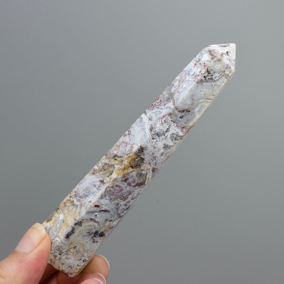Pink Crazy Lace Agate Crystal Tower