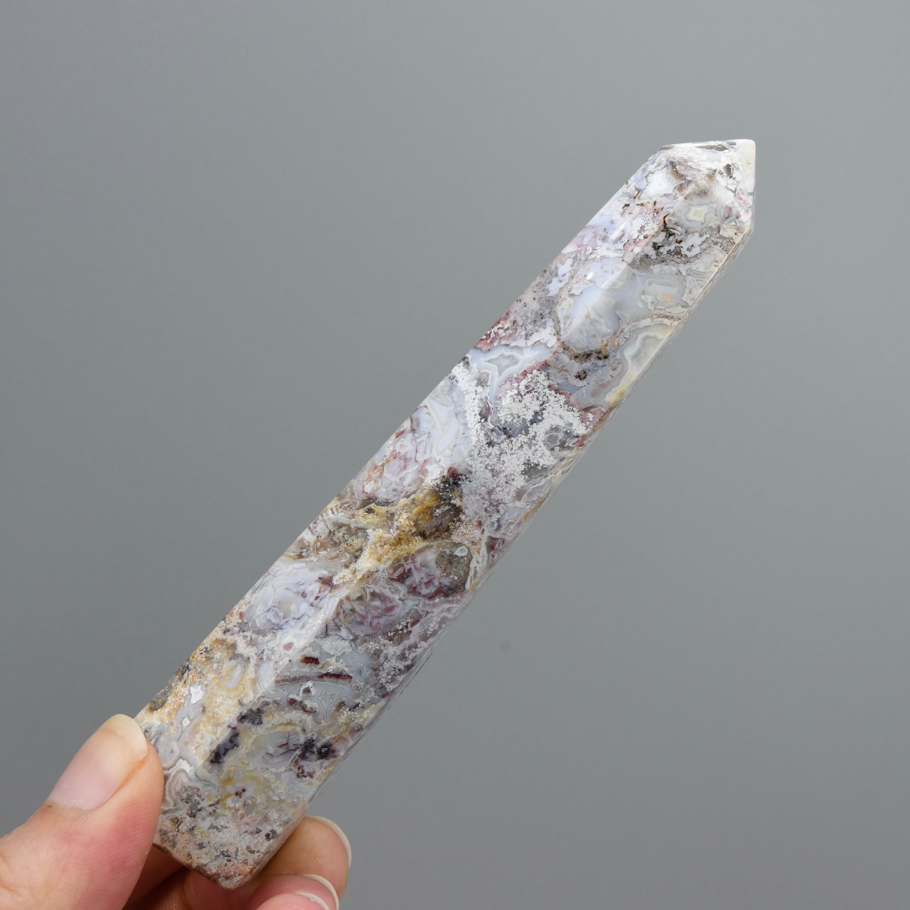 Pink Crazy Lace Agate Crystal Tower