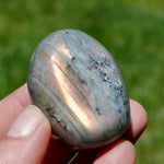Sunset Pink Peach Labradorite Crystal Palm Stone