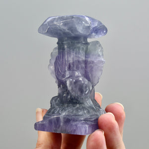 Purple Fluorite Carved Crystal Angel Sphere Stand