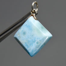 Load image into Gallery viewer, 53ct 1.5in Genuine Larimar Pendant for Necklace, Sterling Silver, Dominican Republic e29
