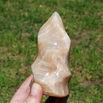 Peach Moonstone Crystal Freeform Flame Tower, India