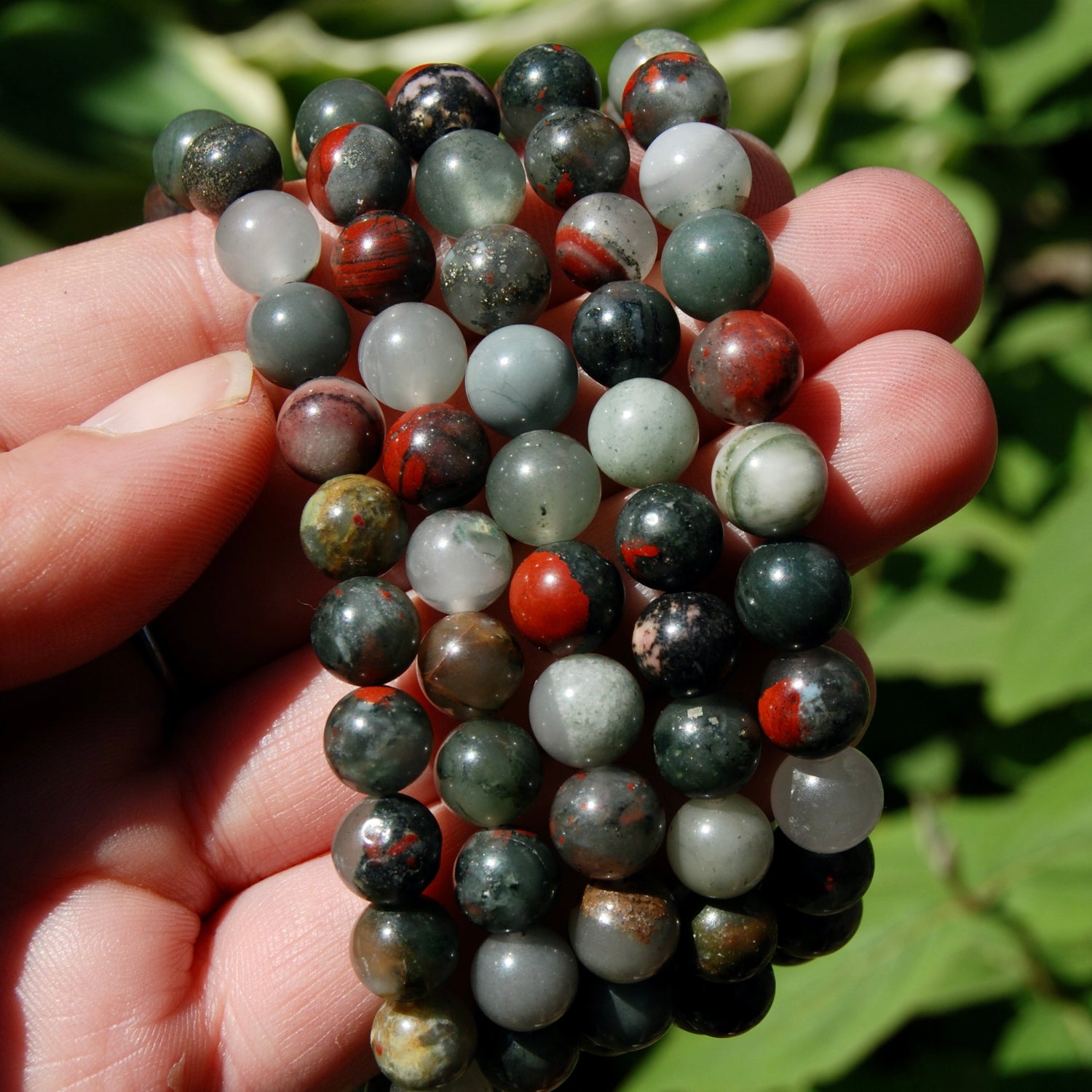 African Bloodstone Crystal Bead Bracelet