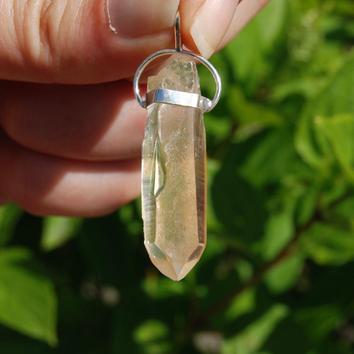 Cosmic Dow Channeler Fire Lemurian Seed Quartz Crystal Starbrary Pendant