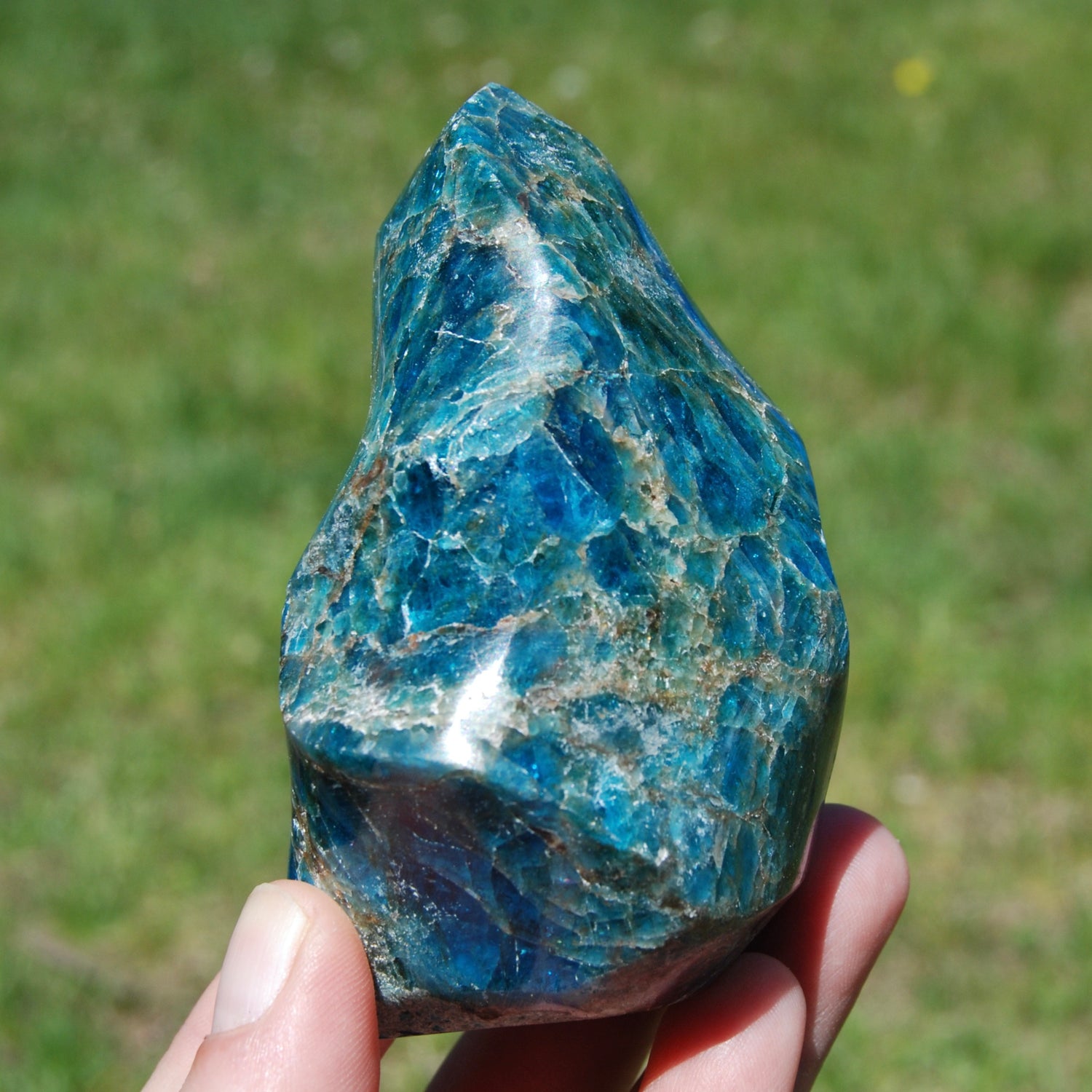 Blue Apatite Crystal Flame, Madagascar