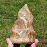 Peach Moonstone Crystal Freeform Flame Tower, India