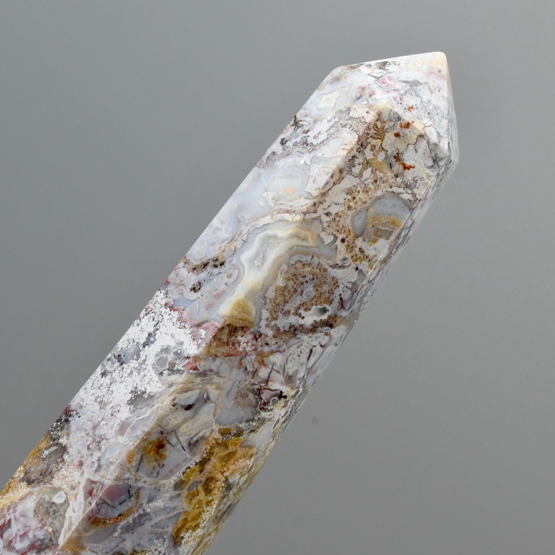 Pink Crazy Lace Agate Crystal Tower