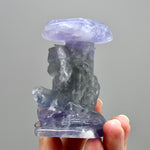 Purple Fluorite Carved Crystal Angel Sphere Stand