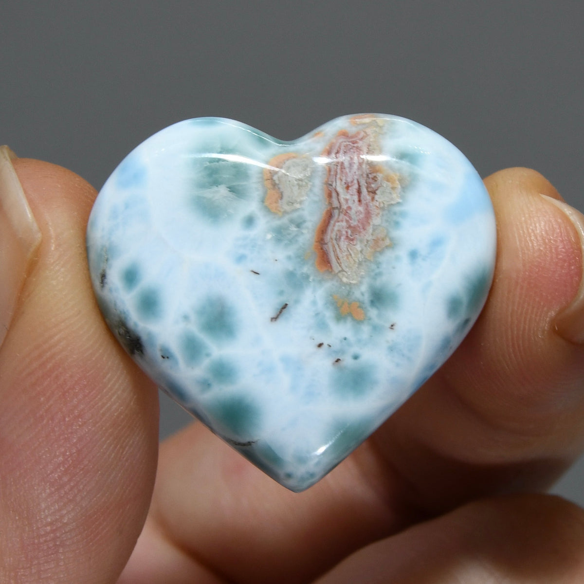 Natural Larimar Crystal Puffy Heart