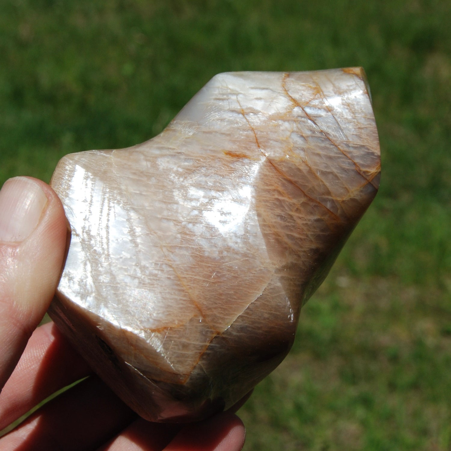 Peach Moonstone Crystal Freeform Flame Tower, India