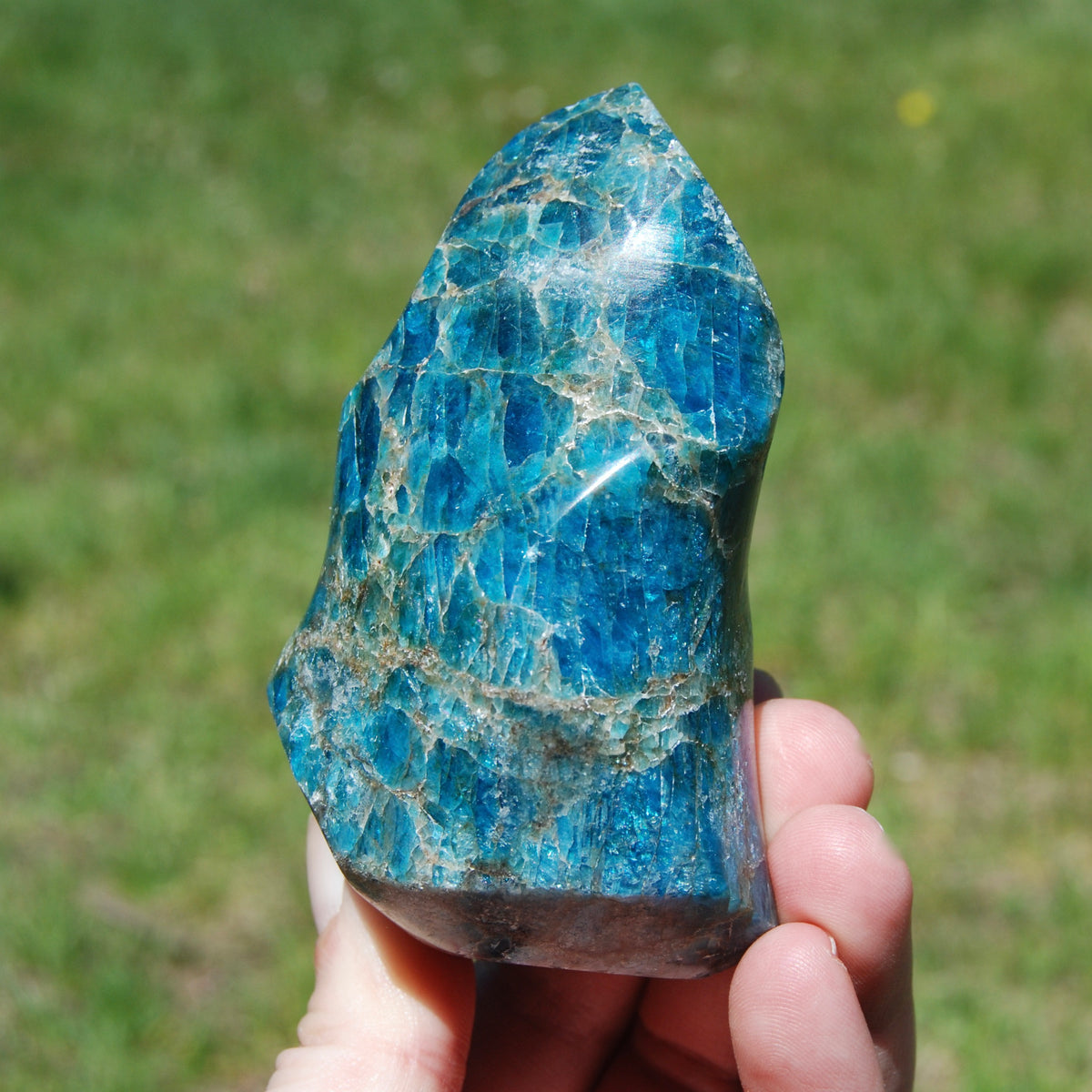 Blue Apatite Crystal Flame, Madagascar
