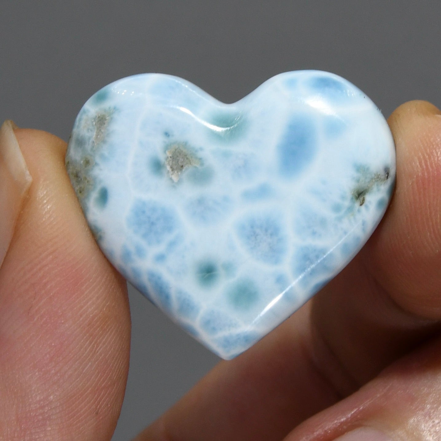 42ct 30mm Larimar Crystal Puffy Heart, Dominican Republic e4