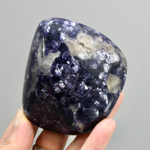 Gem Lepidolite Crystal Palm Stone, Silver Leaf Lepidolite Crystals