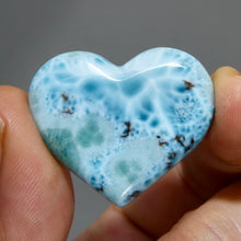 Load image into Gallery viewer, 64ct 32mm Natural Larimar Crystal Puffy Heart, Blue Larimar Gemstone, Dominican Republic e7
