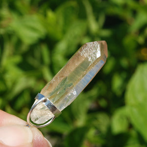Cosmic Dow Channeler Fire Lemurian Seed Quartz Crystal Starbrary Pendant