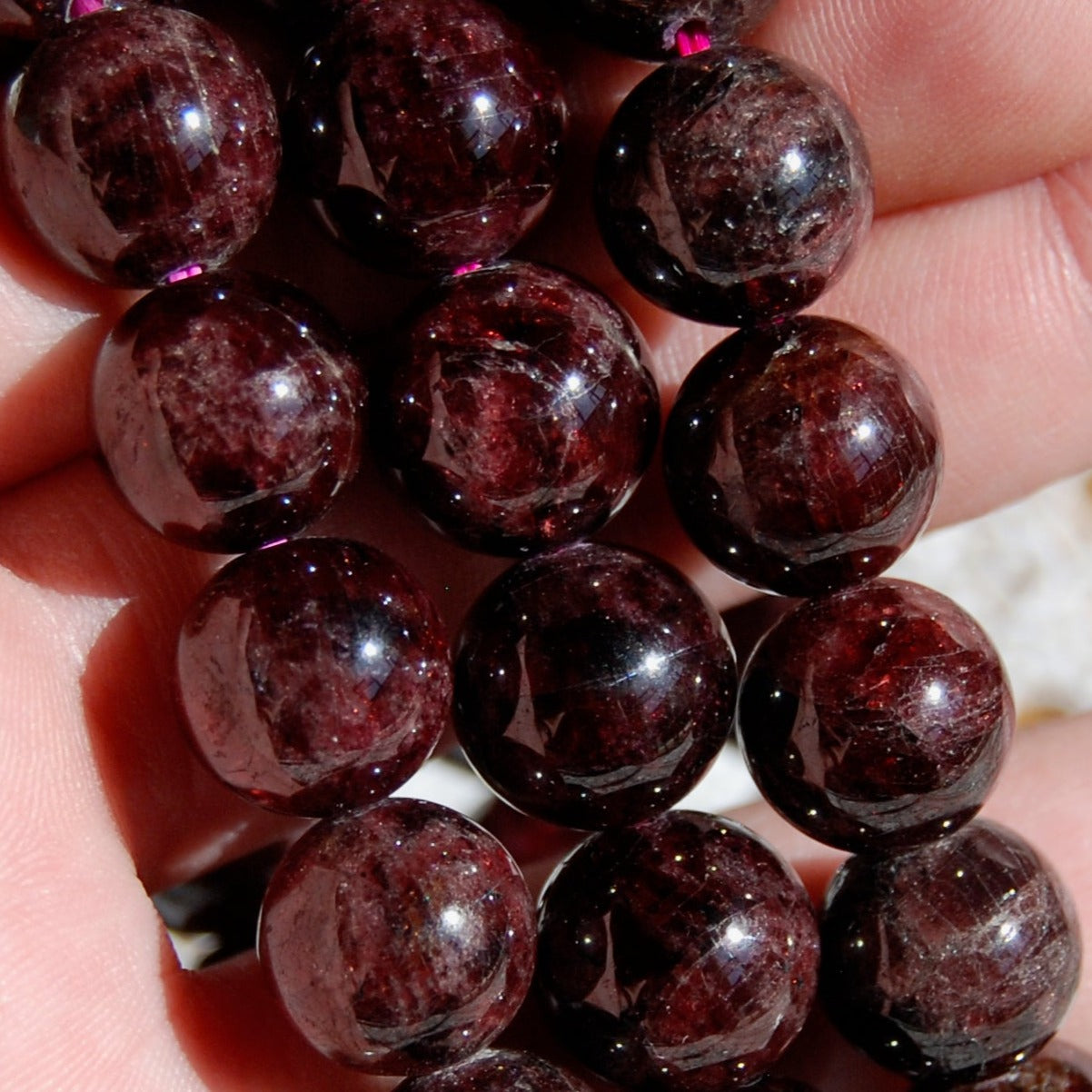 12mm Juicy Garnet Crystal Bracelet, Large Natural Gemstone Beads