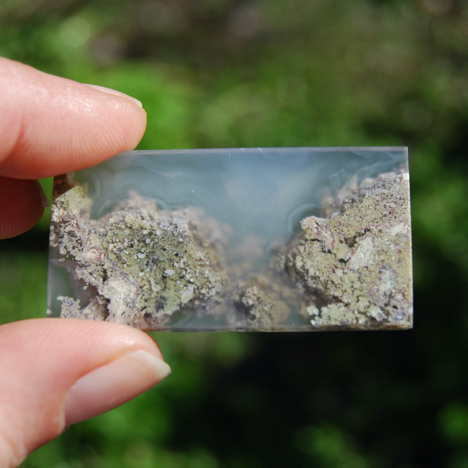 Moss Agate Cabochon, Scenic Garden Agate Cab