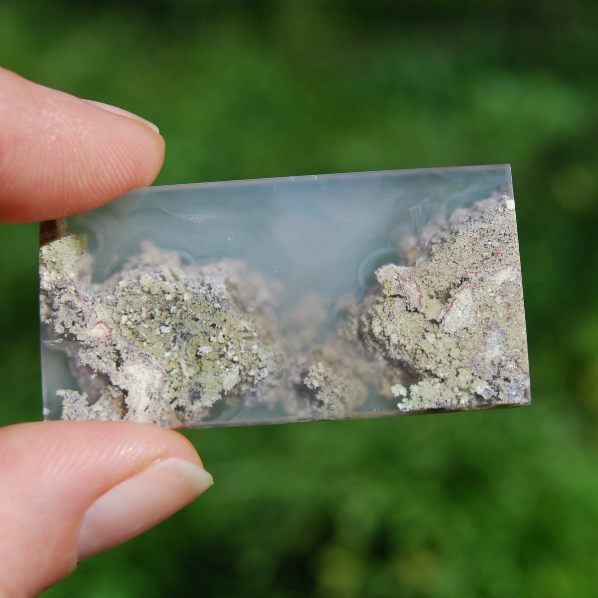 Moss Agate Cabochon, Scenic Garden Agate Cab