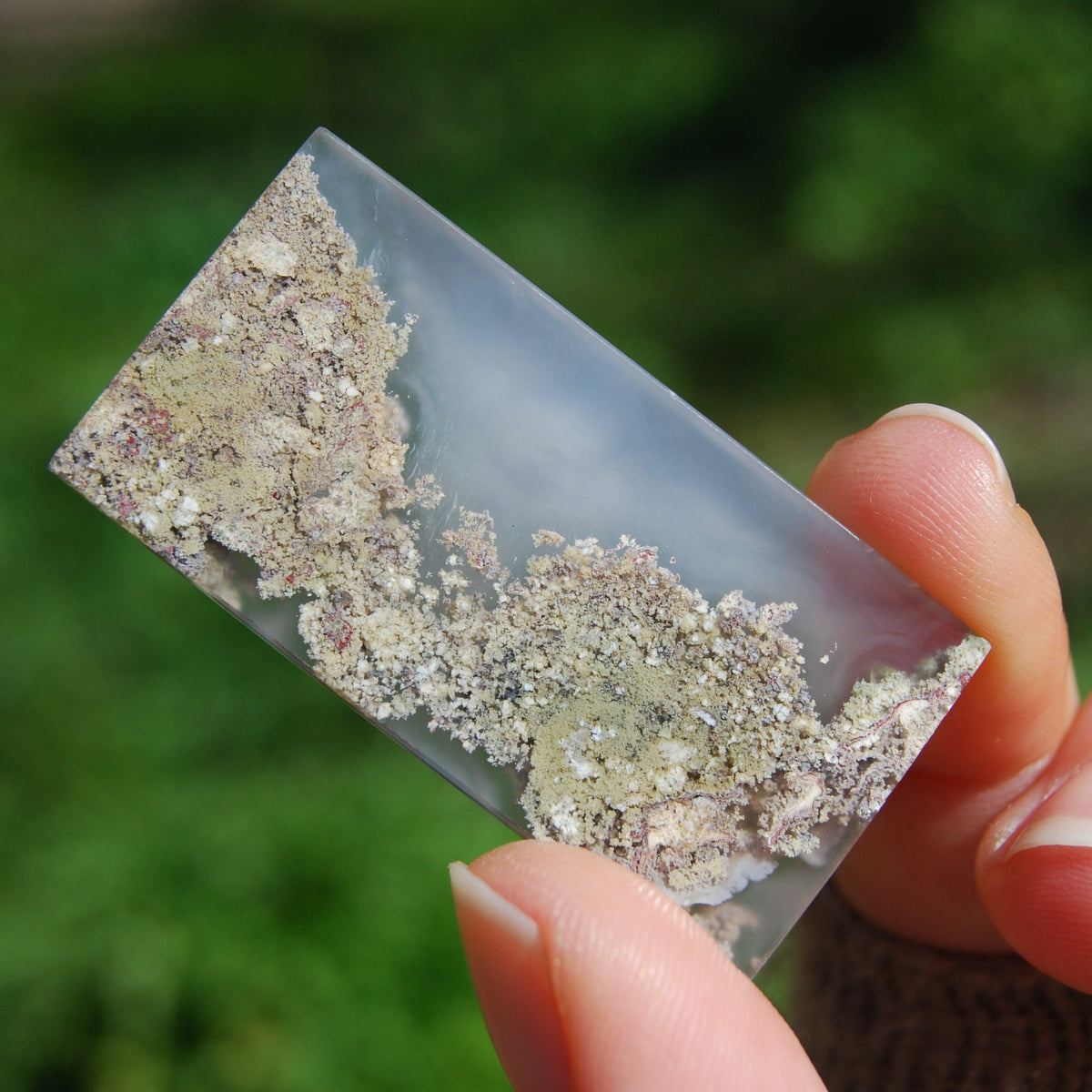 Moss Agate Cabochon, Scenic Garden Agate Cab