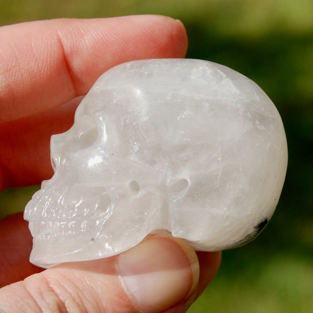 Black Tourmaline Quartz Crystal Skull, Realistic Gemstone Carving