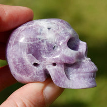 Load image into Gallery viewer, Lepidolite Carved Crystal Skull
