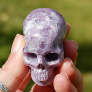 Lepidolite Carved Crystal Skull