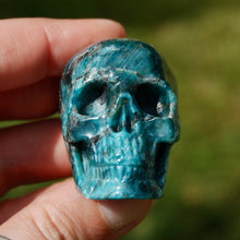 Load image into Gallery viewer, Gemmy Apatite Crystal Skull, Realistic Carved Gemstone Skull
