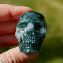 Load image into Gallery viewer, Gemmy Moss Agate Crystal Skull Realistic Gemstone Carving
